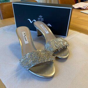 Nina New York Silver Bedazzled Heel - Women's Size 6.5